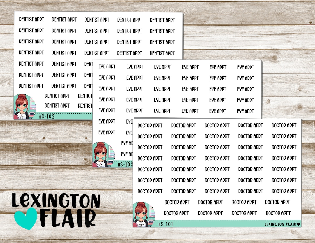 Script Wording - Doctor Appt - Dentist Appt - Eye Appt - Planner ...