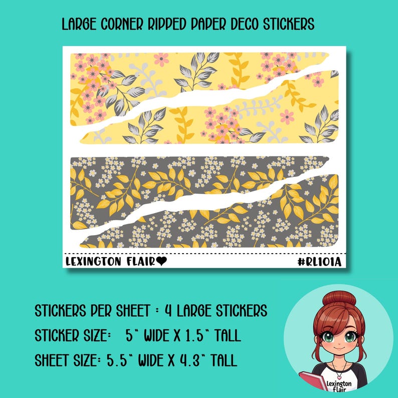 Ripped Paper - Floral Spring Boho Colors Deco Stickers for Planners ...