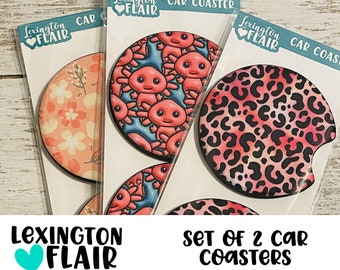 Set of Two Neoprene Car Coasters - Choose your design