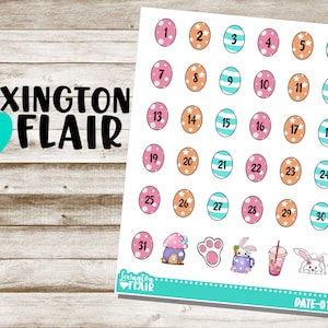 Date - Calendar Numbers - Easter Egg - Date-01 - Planner Stickers
