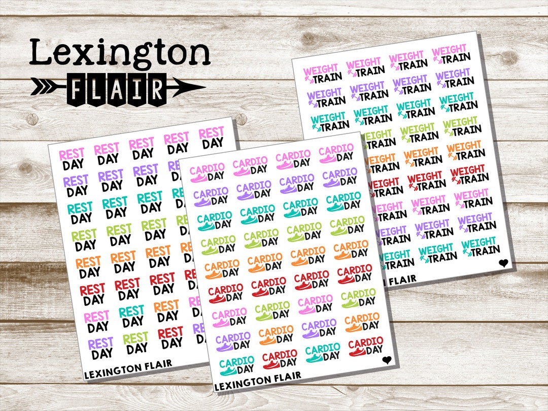 Fitness Stickers Arm Day Leg Day Cardio Day and More Planner Stickers