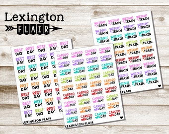 Fitness Stickers - Arm day - leg day - cardio day and more Planner Stickers