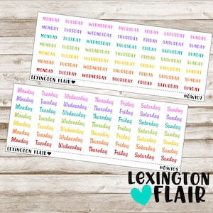 Mini Days of the Week - Block or Cursive Planner Stickers