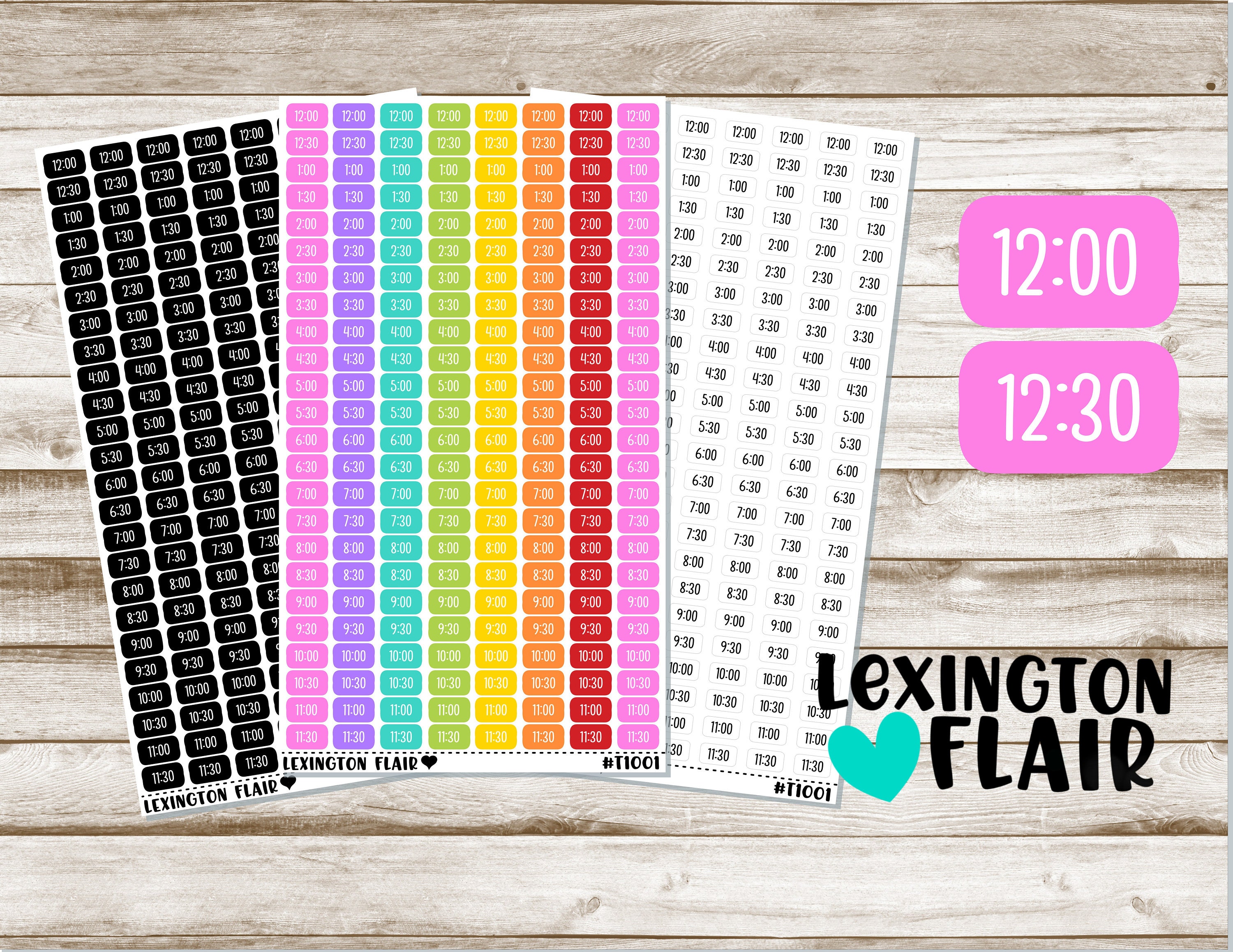 Time of Day Stickers - T1001 - Full and Half Hours - Planner Stickers ...