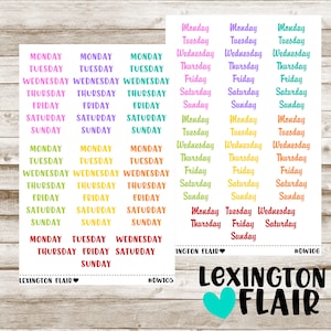 Days of the Week -  Block or Cursive - Planner Stickers