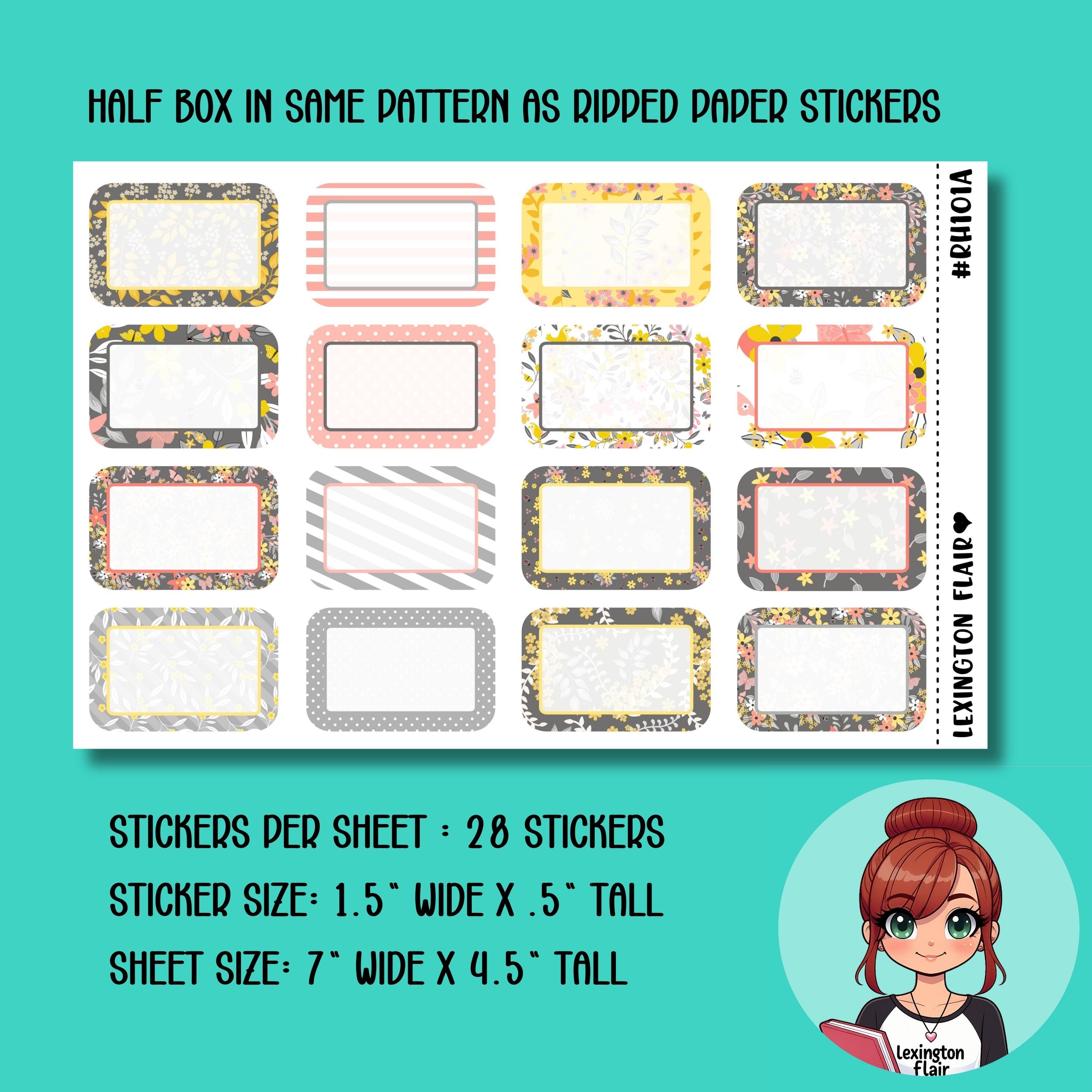 Ripped Paper - Floral Spring Boho Colors Deco Stickers for Planners ...