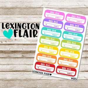 Bill Due -#175 - Planner Stickers