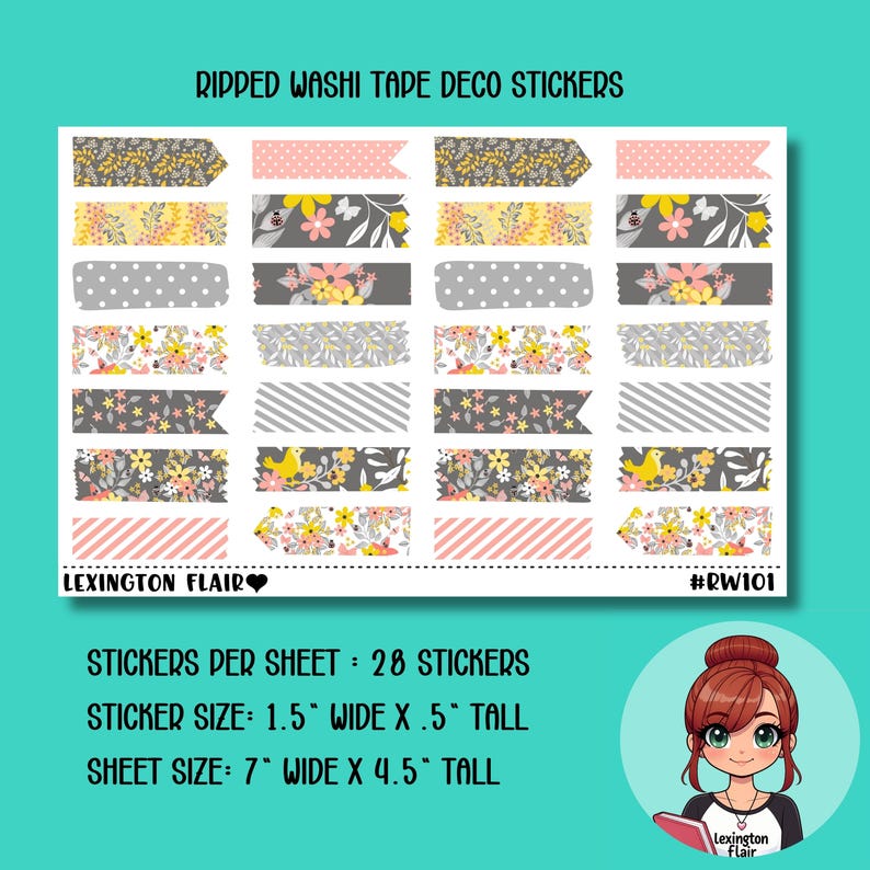 Ripped Paper - Floral Spring Boho Colors Deco Stickers for Planners ...