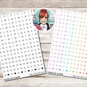 Date - Tiny Date DOTS - DATE 29 - White Background Circles - Planner Stickers