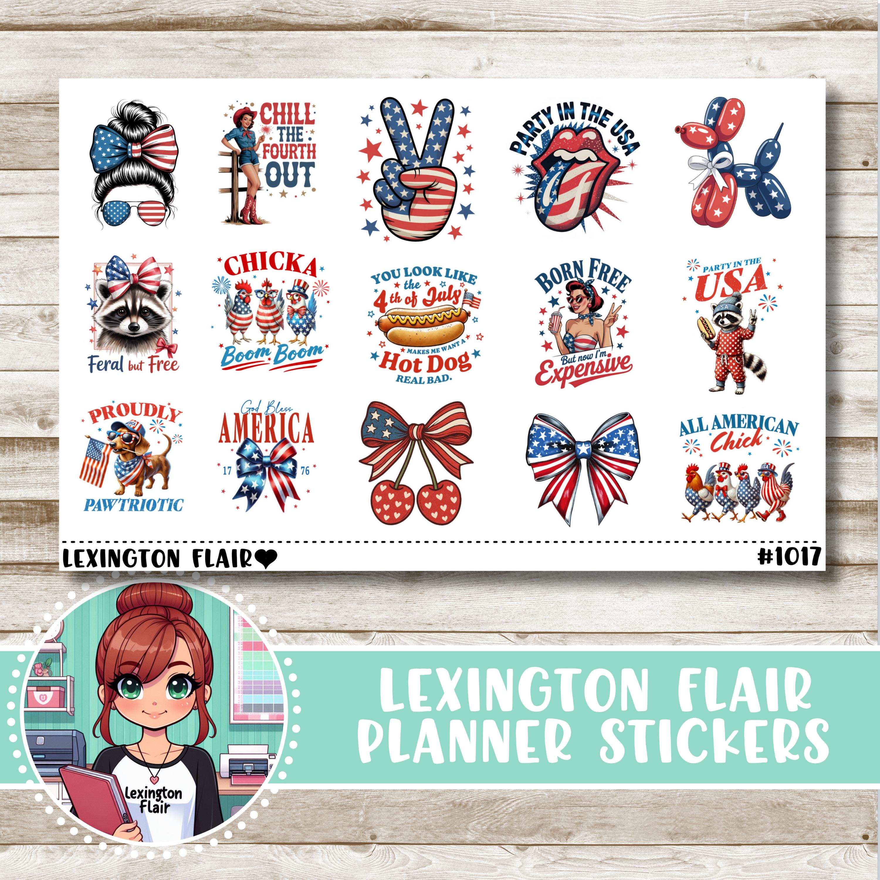 1017 Sticker Decorative Stickers - #1017 - Fourth of July - Patriotic USA - Retro ...