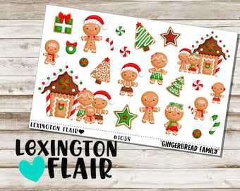 Decorative Stickers - #1038 - Gingerbread Family - Planner Stickers