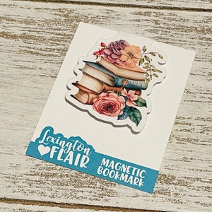 Magnetic Bookmark - Floral Book Stack