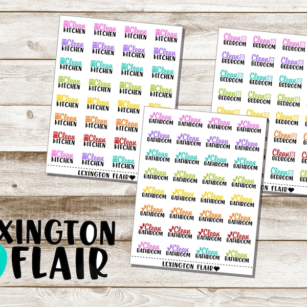 Cleaning Stickers - Clean the oven - Fridge - Bedroom - Declutter - Deep Clean  Planner Stickers*