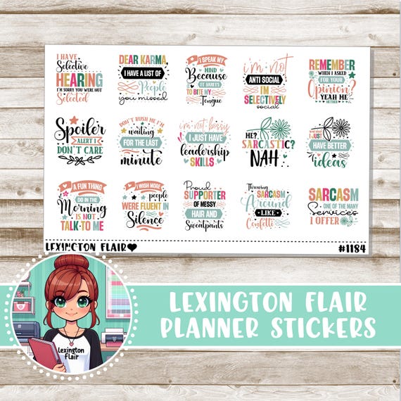 Decorative Stickers - #1184 - Sassy and Sarcastic Quotes - Planner Stickers