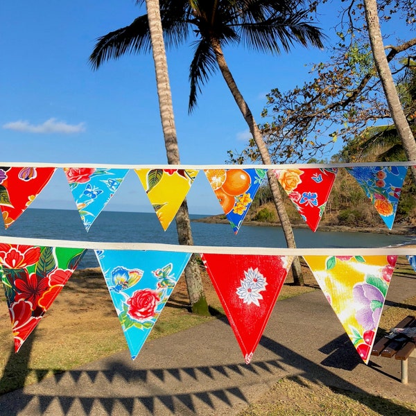 Festive Outdoor Bunting - Waterproof party garland - Mexican oilcloth