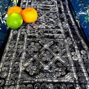 Indigo Dyed Hemp Batik Table Runner - 218 x 31 cm