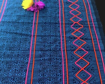 Indigo table runner - Traditional artisan fabric - Rustic boho home decor - Handmade ethnic fabric art
