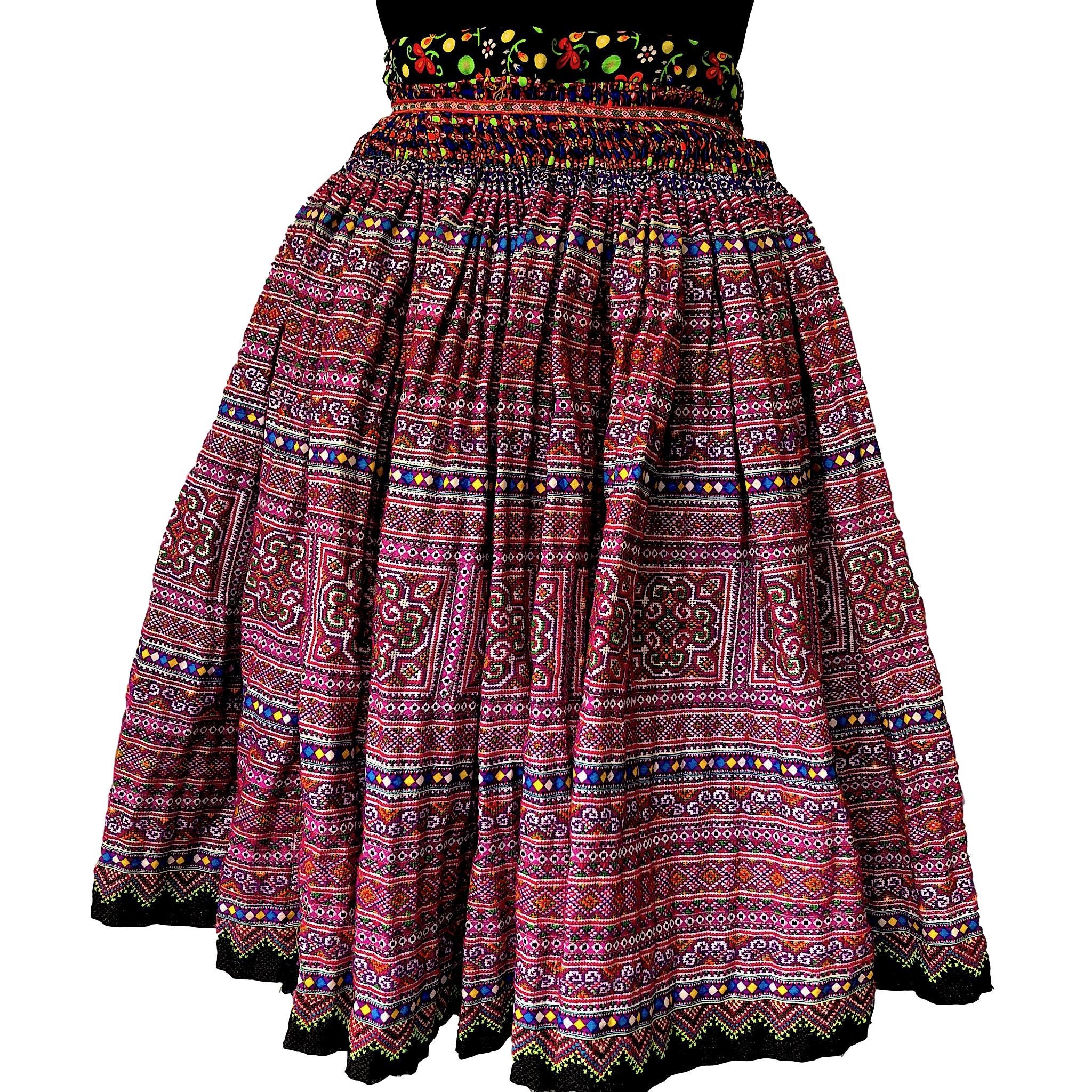 Hmong fabric skirt from Hill Tribe ready to wear or for | Etsy