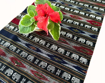 Hand woven Ikat Table Runner - Elephant Design