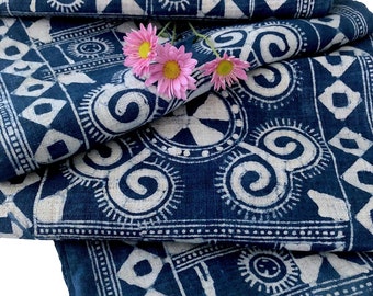 Indigo Hemp Fabric Table Runner in Batik Design for your Decor
