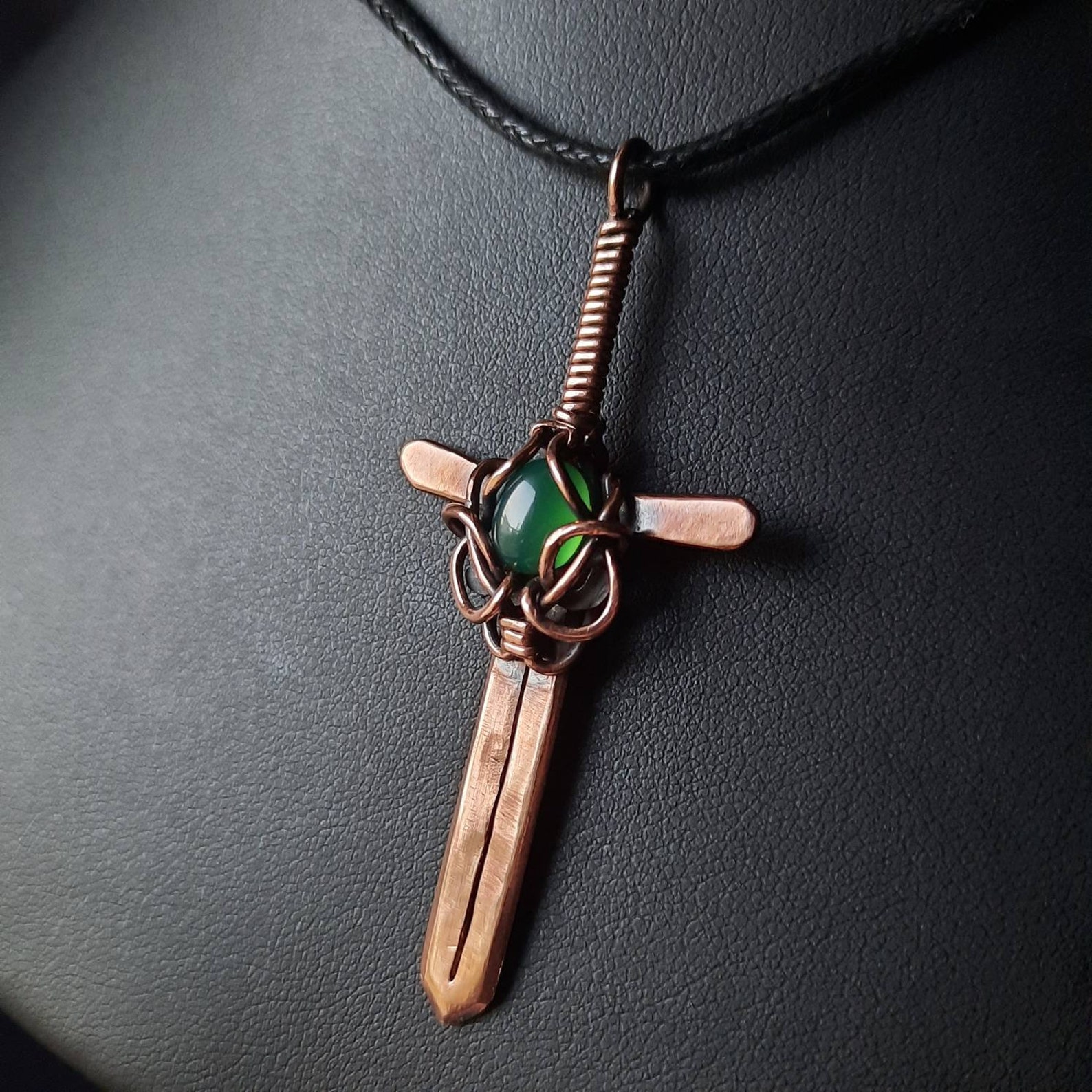 Copper Wire Sword / Green Chalcedony Crystal / Medieval / Mens Etsy
