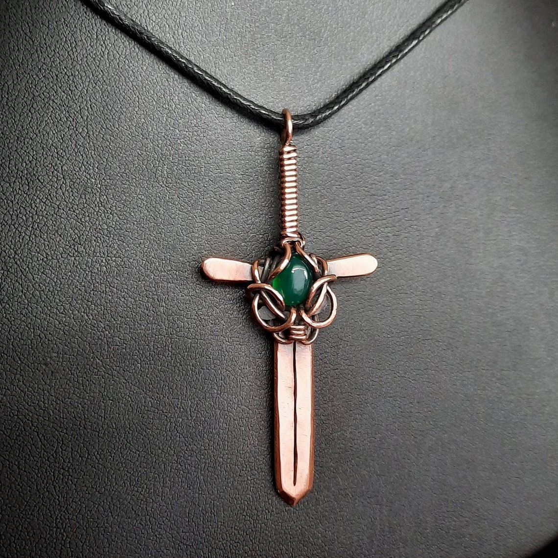 Copper Wire Sword / Green Chalcedony Crystal / Medieval / Mens Etsy