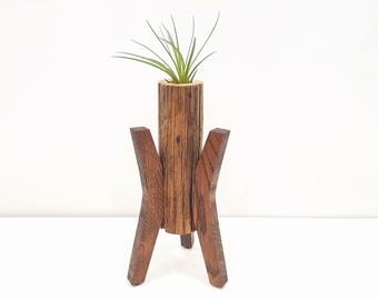 Mid Century Modern Inspired Air Plant Holder - Solid Wood Airplanter