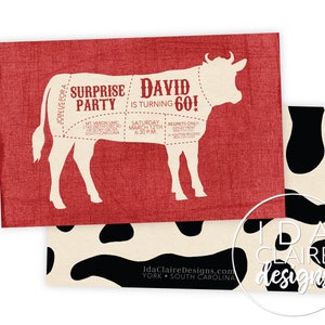 Birthday Invitation Digital Download | Cow Beef Cuts
