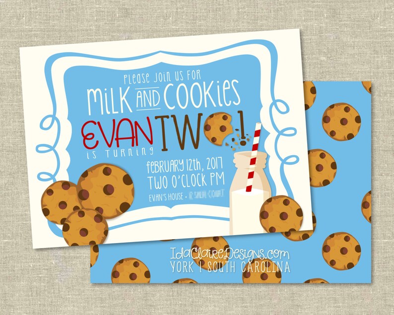 Birthday Party Digital Download Milk & Cookies Birthday image 2