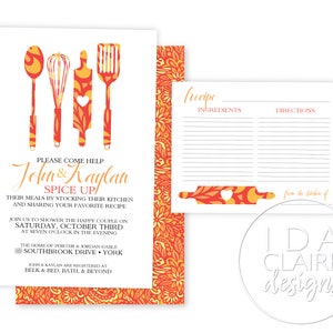 Keuken douche uitnodiging digitale download | Spice Up | Add-On Receptkaart Optie