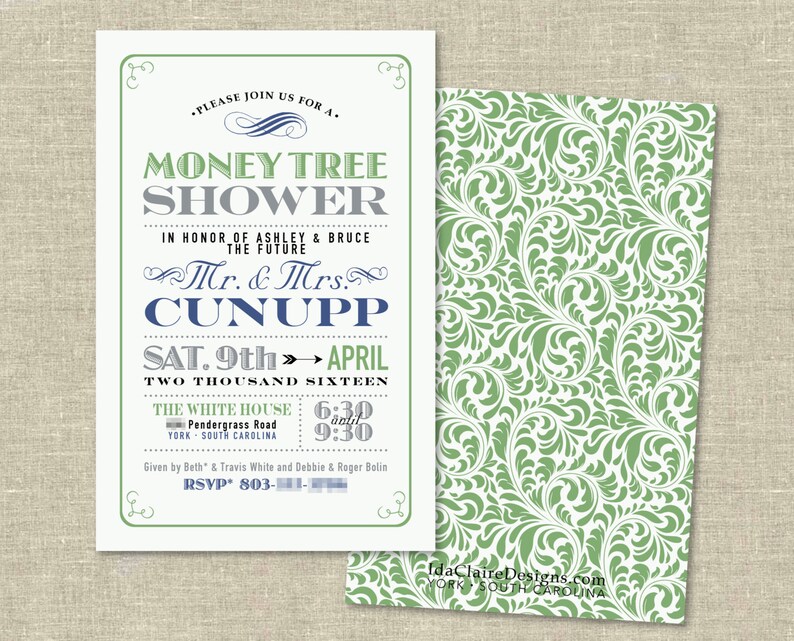 Bridal Shower Invitation Digital Money Tree