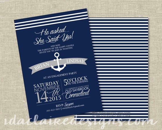 Engagement Shower/party Invitation Digital Download Nautical | Etsy