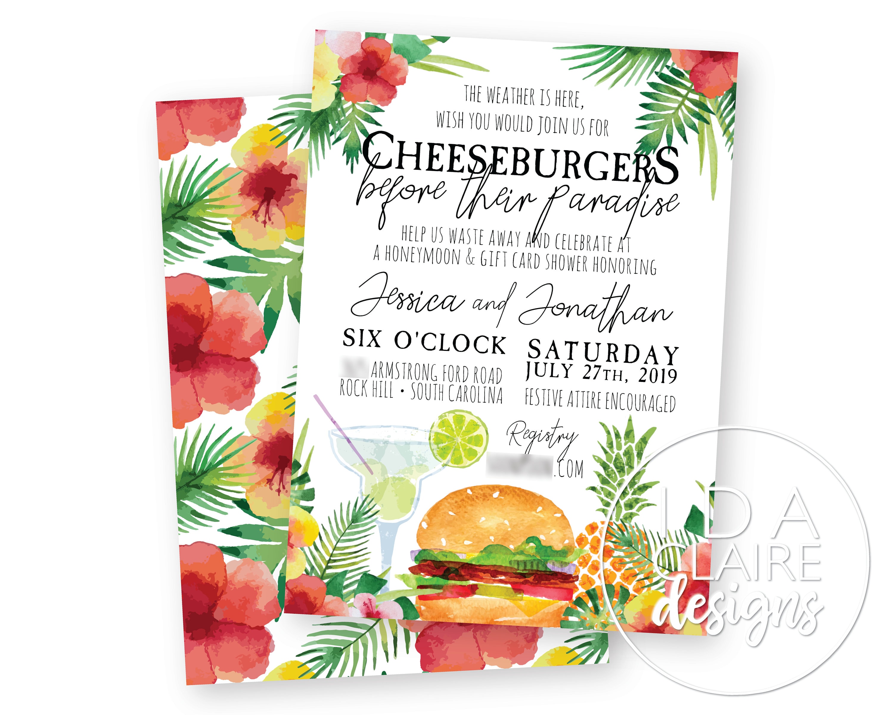 Couples Shower Invitation Digital Download | Cheeseburgers in Paradise | Jimmy Buffett
