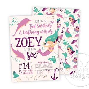 Birthday Party Digital Download | Mermaid Dolphin Tail Swish
