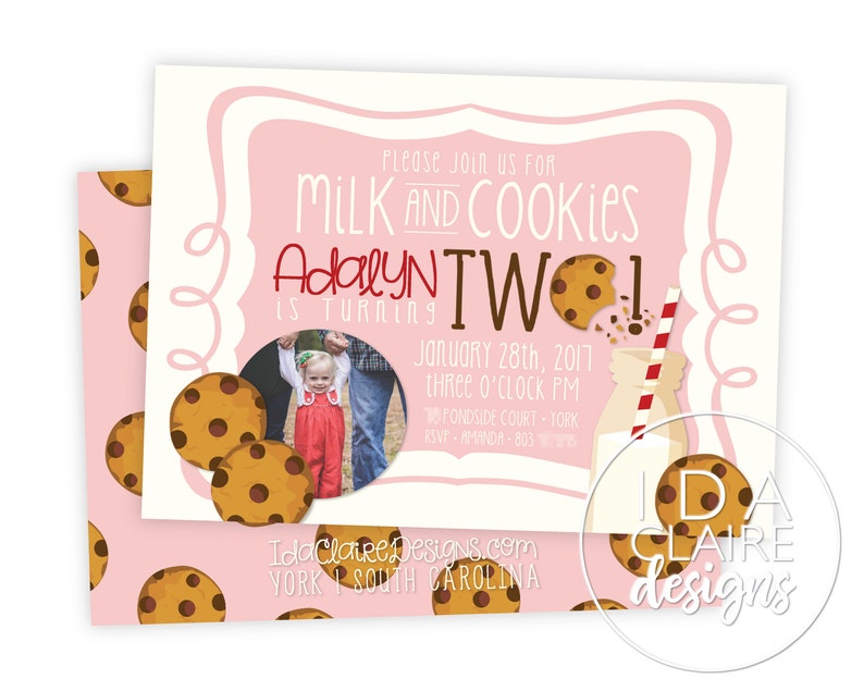 Birthday Party Digital Download Milk & Cookies Birthday image 1