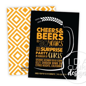 Birthday Invitation Digital Download | Cheers and Beers to 30 Years