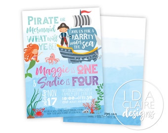 Birthday Party Digital Download | Mermaids and Pirates pARRRty