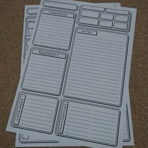 May include: A black and white printable character sheet for a tabletop role-playing game. The sheet includes sections for companion name, background and personality, languages, proficiencies, notes, and physical attributes.