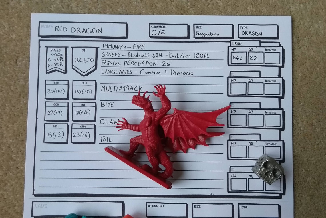 Dungeons and Dragons 5e Compatible Monster Tracking Sheet Etsy