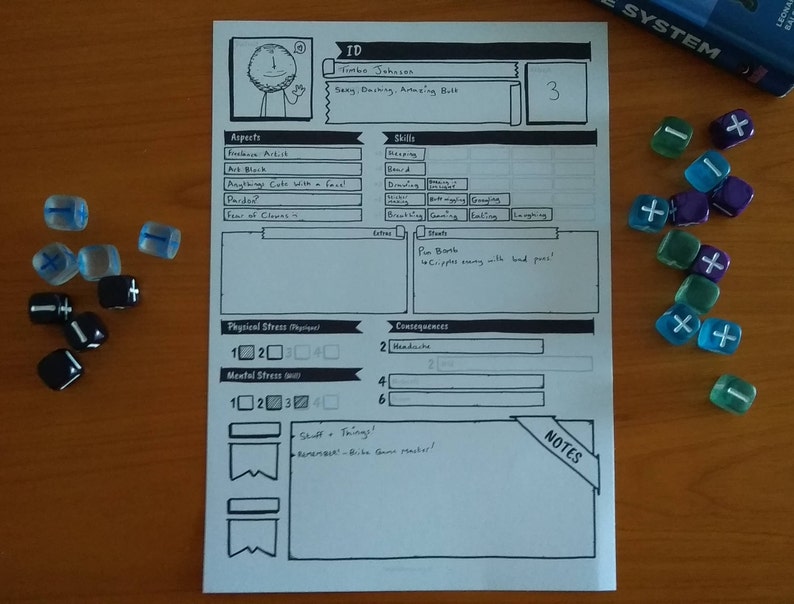 Fate Core Custom Character Sheet Etsy UK