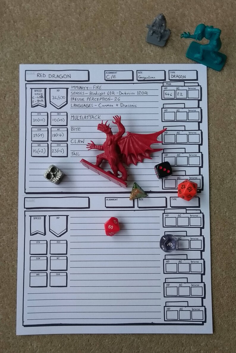 Dungeons and Dragons 5e Compatible Monster Tracking Sheet Etsy