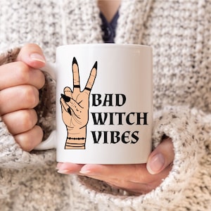 Bad Witch Vibes Mug, Witchy Mug, Halloween Mug, Witch Mug, Fall Mug, Witches Brew Mug, Halloween Themed Mug, Village Witch, Ceramic Mug