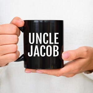 15 oz Black Mug, Personalized Uncle Gift, Uncle Gift, Uncle Mug, Promoted to Uncle, World&#39;s Best Uncle, Custom Name Mug, Large Black Mug