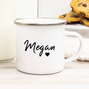 Personalized Mug 12 oz, Gift for Her, Coffee Mug, Cute Mug, Custom Name Mug, Enamel Camp Mug, Christmas Gifts, Holiday Gifts, Wedding Gifts