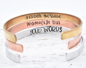 Custom Bracelet Secret Message bracelet Hidden Message Hand Stamped Custom Quote or Date Bracelet. Secret Message Jewelry