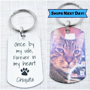 Once by my side, Forever in my Heart - Cat Remembrance Keychain - Pet Loss Gift - Pet Sympathy Gift - Cat Photo Keychain - Cat Memorial Gift