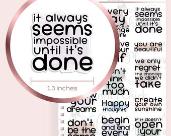 Watercolor Quotes Planner Stickers: Inspirational Typography