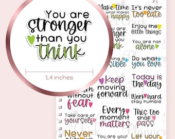 Inspirational Quote Planner Stickers: Colorful Affirmations