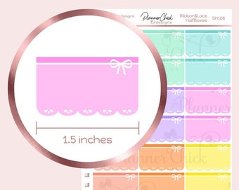 Ribbon & Lace Planner Stickers: Pastel Half Boxes