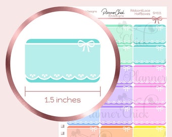 Lacey Half Box Planner Stickers: Ribbon & Lace Design